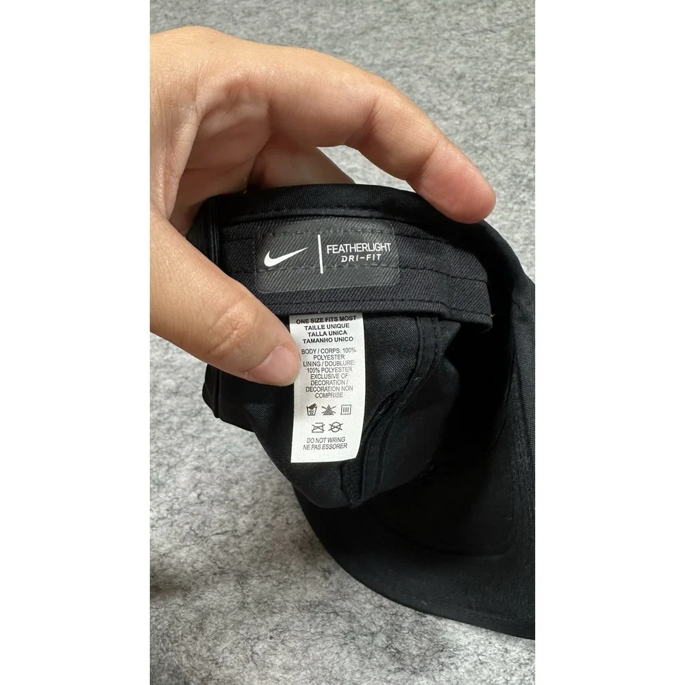 Nike FeatherLight Dri Fit Hat Adjustable Strap Performance Black Running Jugging